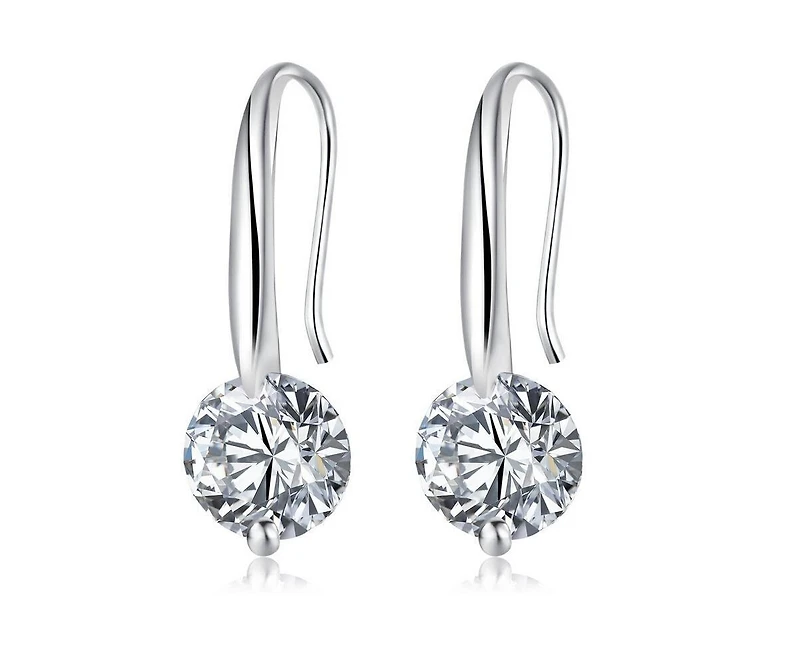 Crystal Dangle Earrings with 1.5 Carat Cubic Zirconia Stone