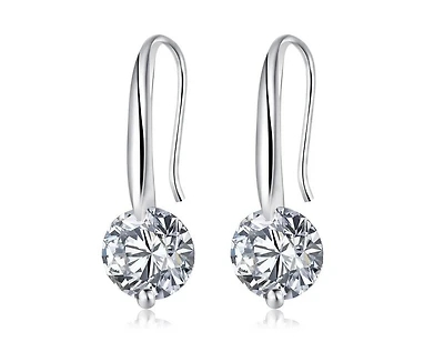 Crystal Dangle Earrings with 1.5 Carat Cubic Zirconia Stone