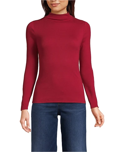 Lands' End Women's Drapey Rib Skimming Long Sleeve Mock Neck