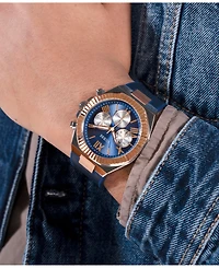 Guess Men's Multi-Function Blue Genuine leather or Silicone Watch 44mm