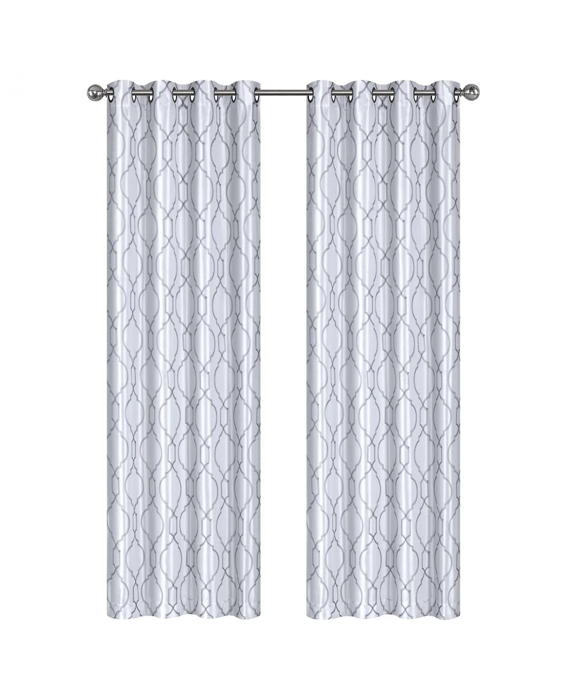 Kate Aurora Living 2 Pack Embroidered Trellis Semi Sheer Grommet Curtains - 52 in. W x 84 L, Burgundy