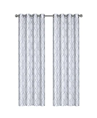 Kate Aurora Living 2 Pack Embroidered Trellis Semi Sheer Grommet Curtains - 52 in. W x 84 L, Burgundy