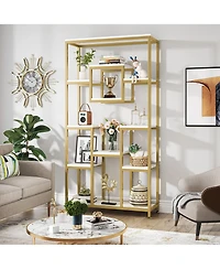 Tribesigns 71" Gold Bookshelves Set of 2, 11-Tier Large Tall Open Display Bookshelf, Geometric Cubed Etagere Bookcase, Modern Book Shelf, Gold &