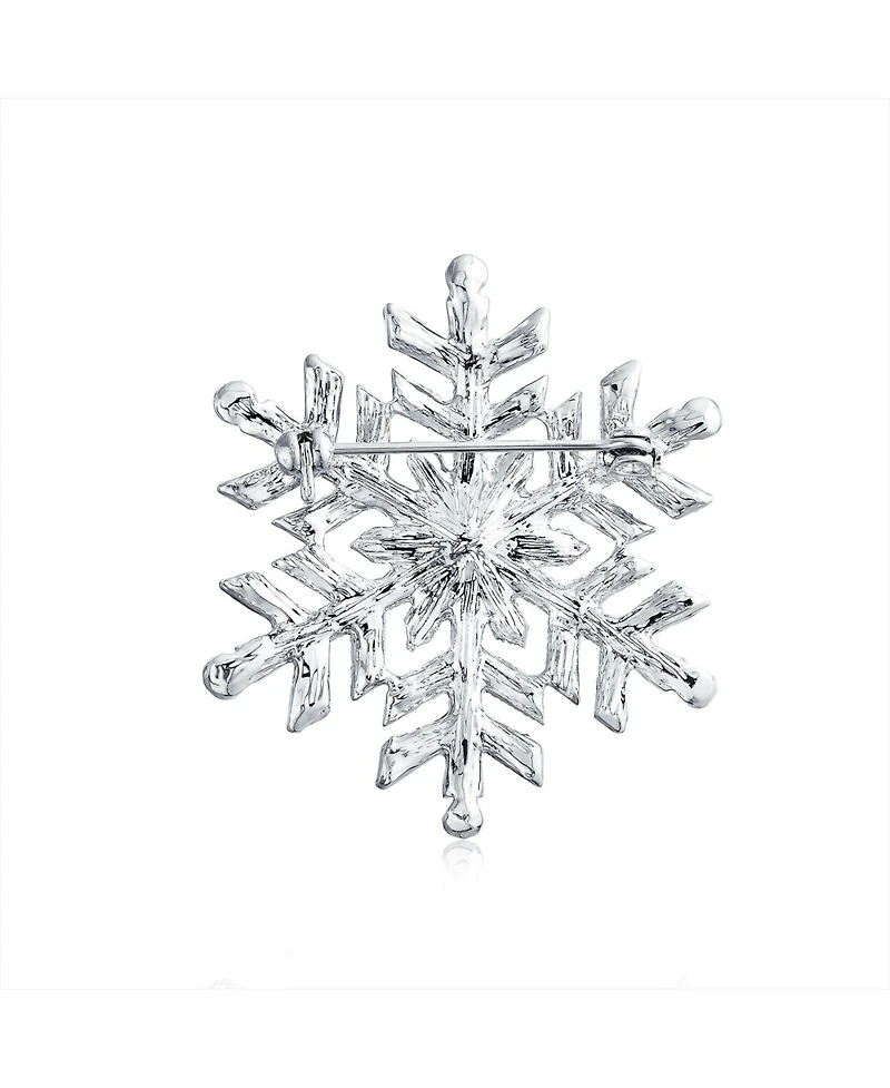 Bling Jewelry Christmas Crystal Simulated White Pearl Snowflake Brooch Scarf Pin