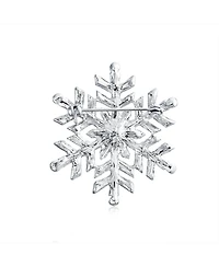 Bling Jewelry Christmas Crystal Simulated White Pearl Snowflake Brooch Scarf Pin