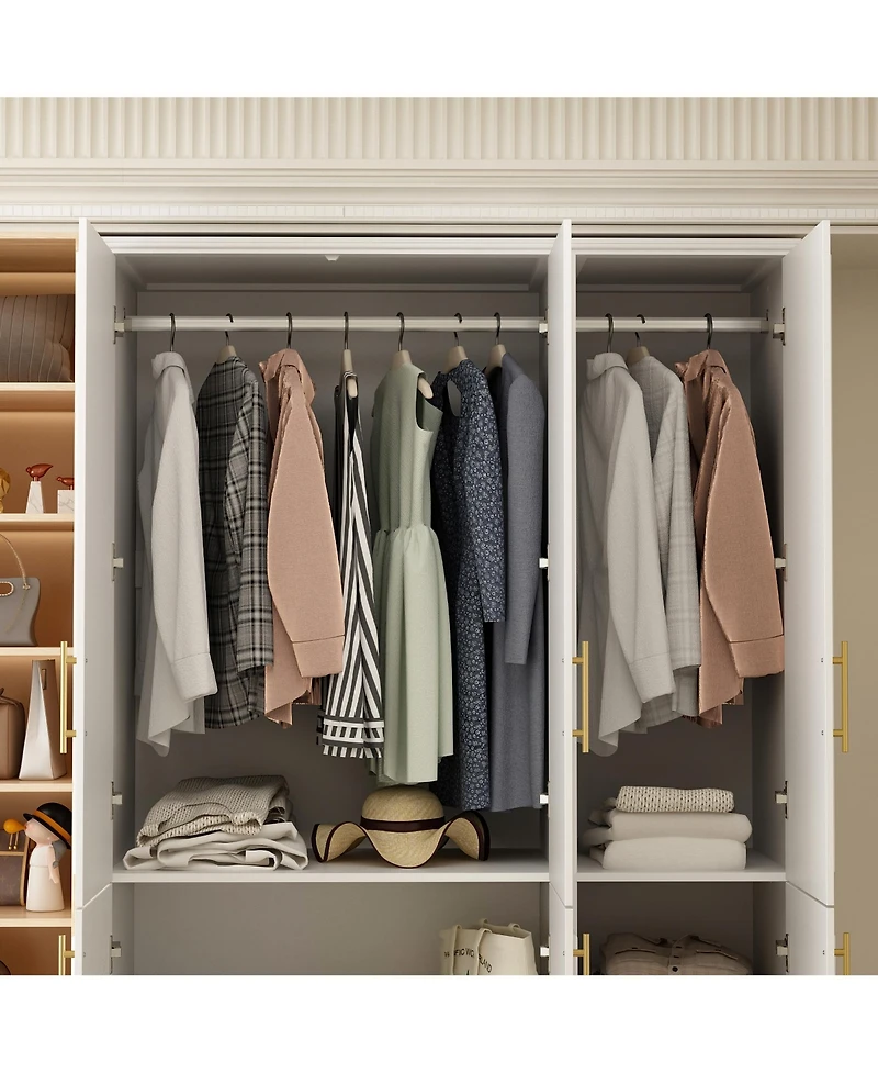 Famapy 6-Door Big Armoires with 2 Hanging Rods, Storage Shelves