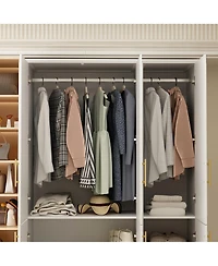 Famapy 6-Door Big Armoires with 2 Hanging Rods, Storage Shelves