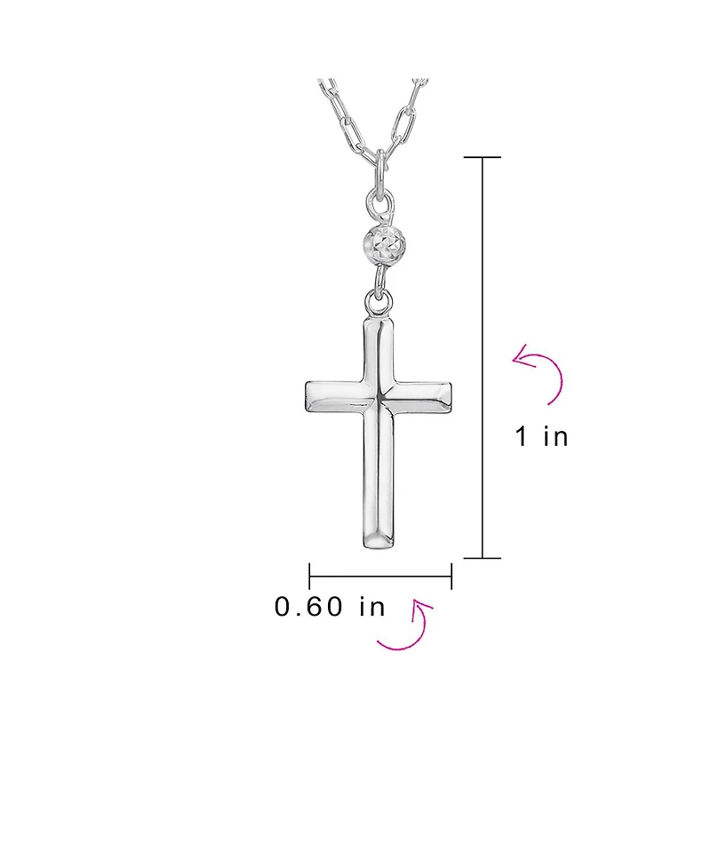 Bling Jewelry Minimalist Simple Petite Religious Pendant Cross Station Chain Necklace Cz Accent .925 Sterling Silver 1 Inch