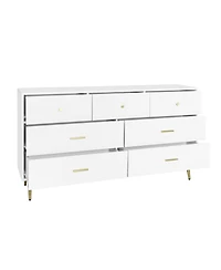 Modern Chest of Drawers – 7-Drawer Dresser with Golden Handles & Legs, Stylish Storage for Bedroom