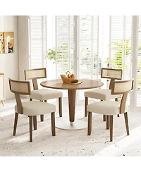 Gymax Set of 4 Dining Chairs Armless Side Chairs w/ Curved Rattan Backrest for Kitchens