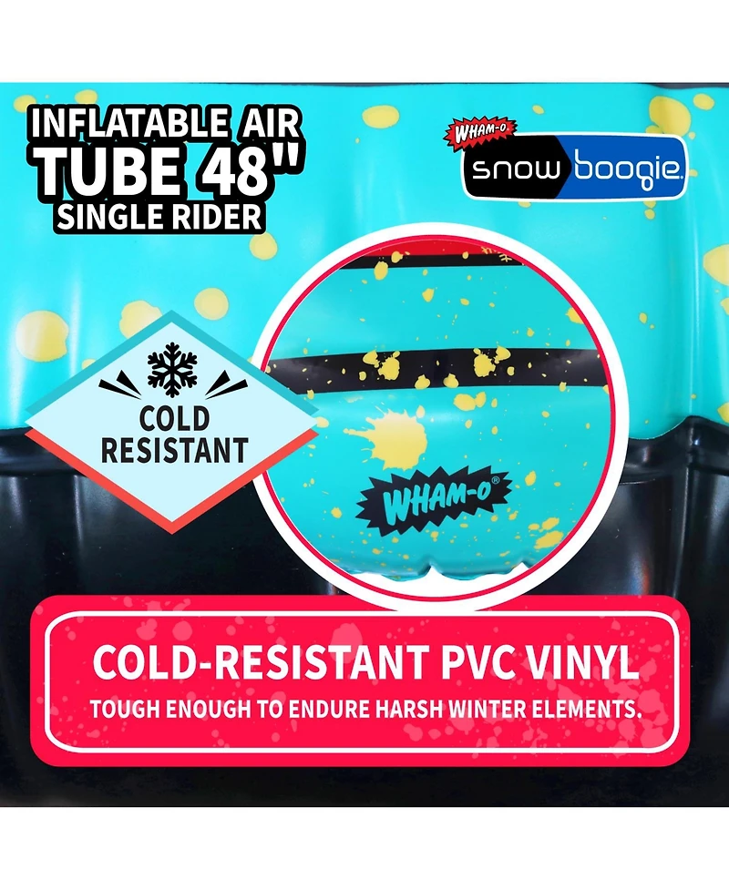 Inflatable Snow Tube, 48" Single/Double Rider Heavy Duty Air Tube, Hard Bottom Snow Sled with Handles