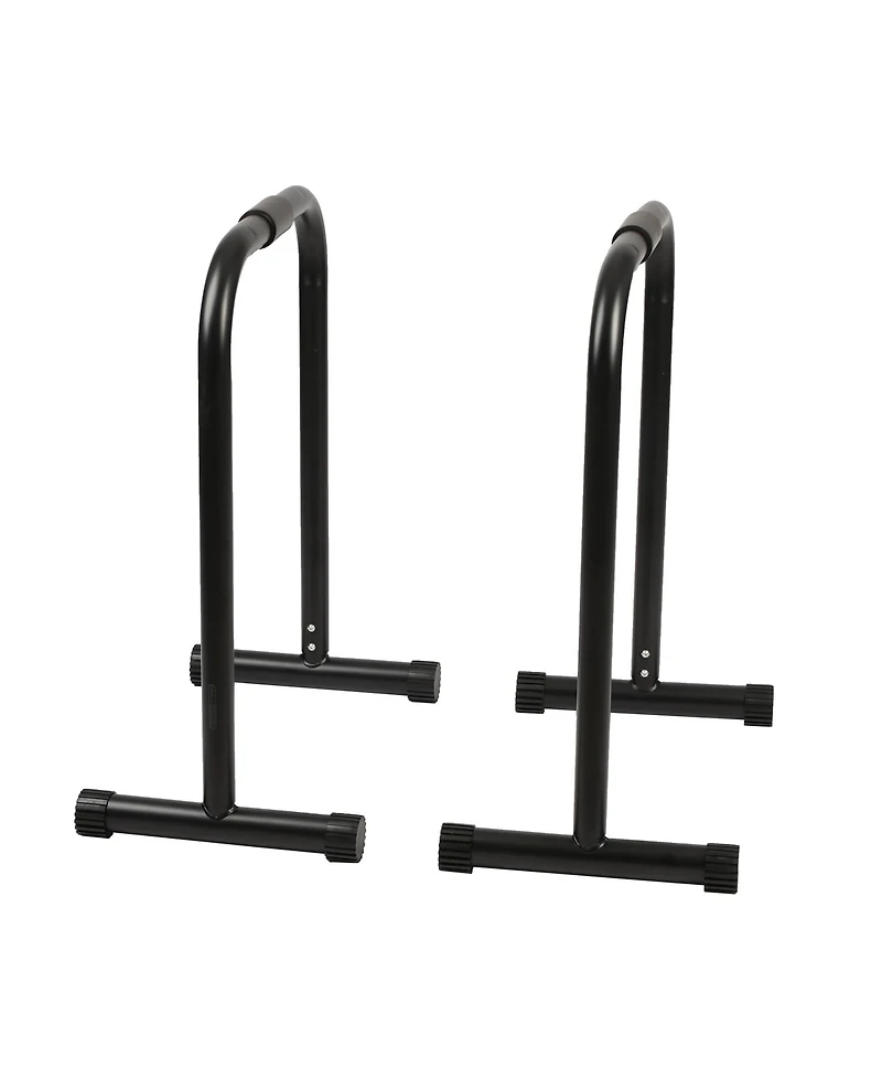 HolaHatha Dip Station Bar with Adjustable Foot and Non Slip Foot Covers, Black