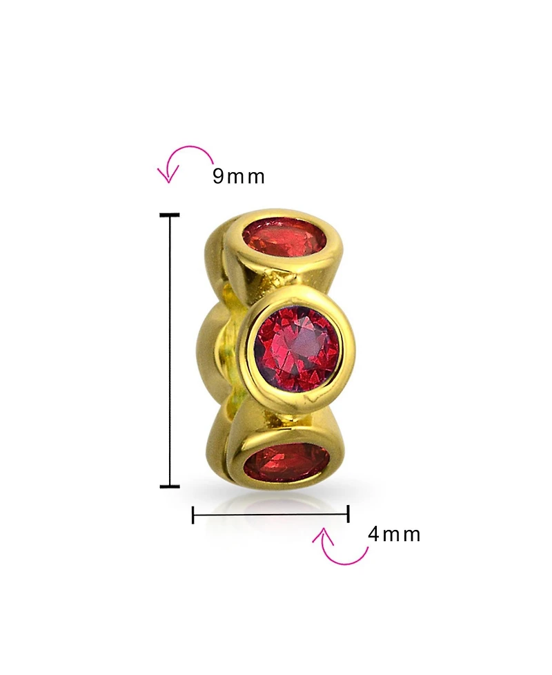 Bling Jewelry Cubic Zirconia Cz Spacer Charm Bead Gold Plated .925 Sterling Silver Fits European Bracelet