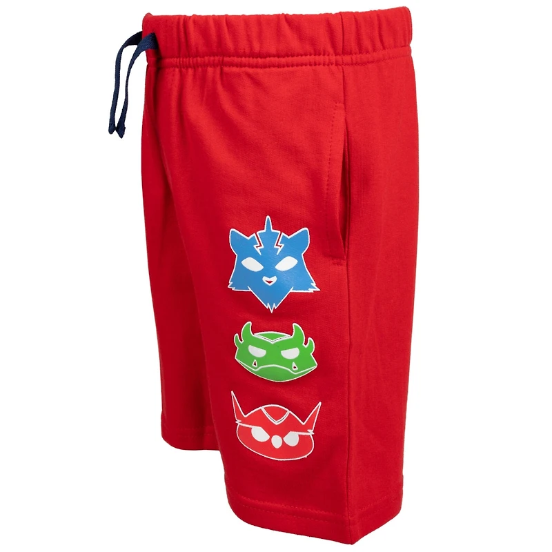 Pj Masks Toddler Boys T-Shirt Tank Top and French Terry Shorts 3 Piece Outfit Set