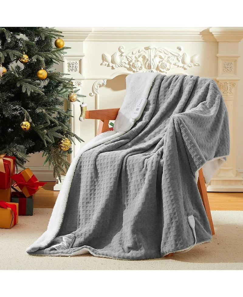 Caromio Waffle Sherpa Electric Heated Throw Blanket, 50" x 60"