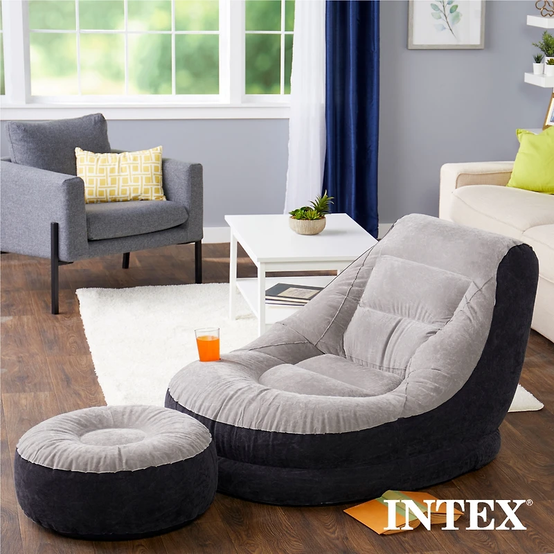 Intex Inflatable Ultra Lounge Chair With Cup Holder And Ottoman Set ( Pack
