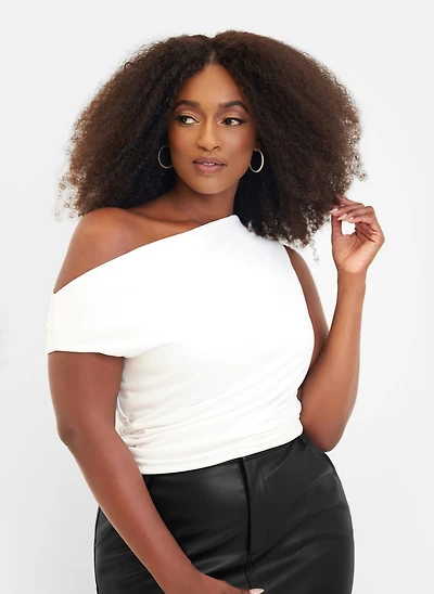 Rebdolls Plus Essential Asymmetrical Short Sleeve Top