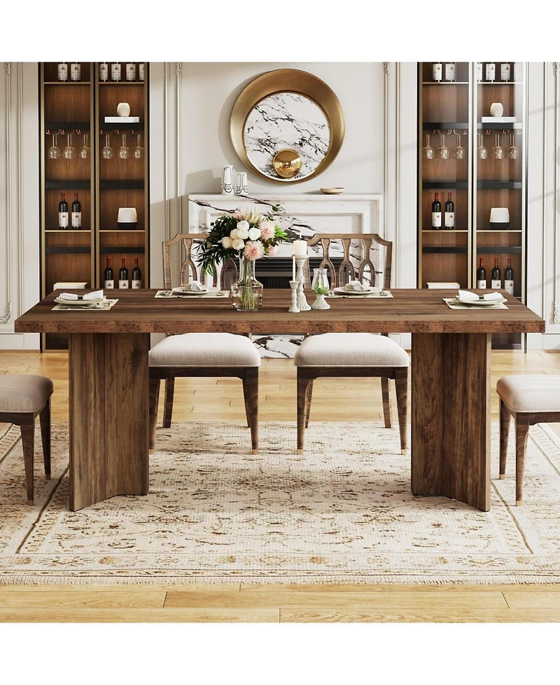 Tribesigns 63-inch Dining Table for 4-6, Farmhouse Kitchen with Large Tabletop, Rectangular Dinner Eating