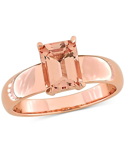 Morganite Emerald-Cut Solitaire Wide Width Statement Ring (1-1/2 ct. t.w.) 14k Rose Gold