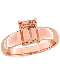 Morganite Emerald-Cut Solitaire Wide Width Statement Ring (1-1/2 ct. t.w.) 14k Rose Gold