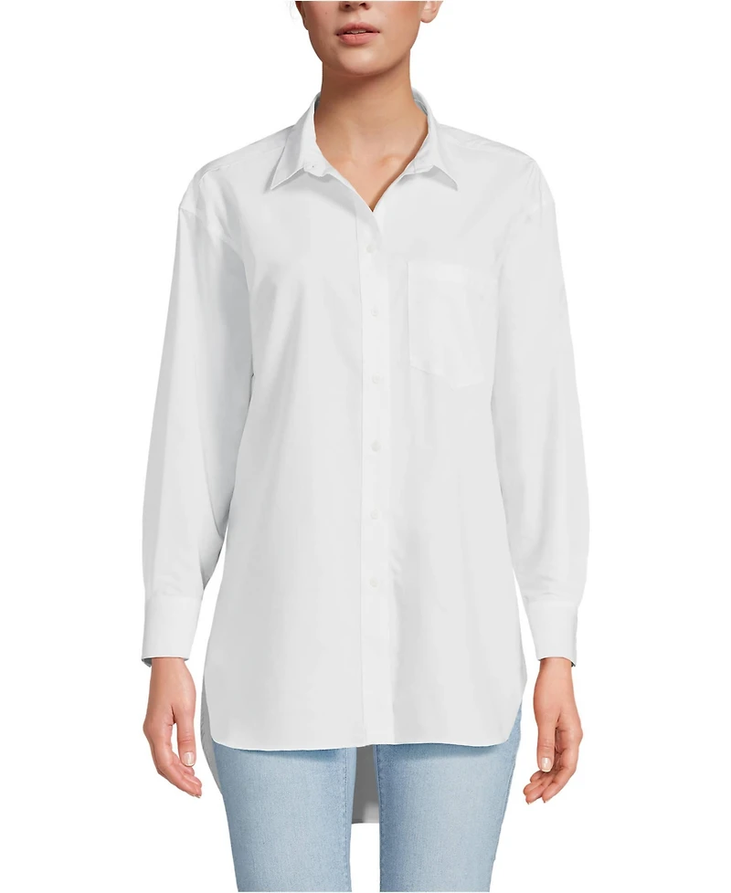 Lands' End Women's No Iron Poplin Extra Long Tunic