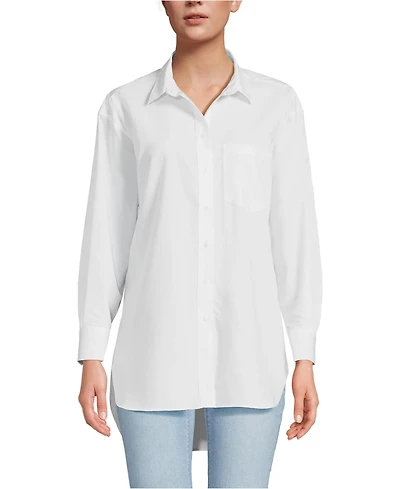 Lands' End Women's No Iron Poplin Extra Long Tunic