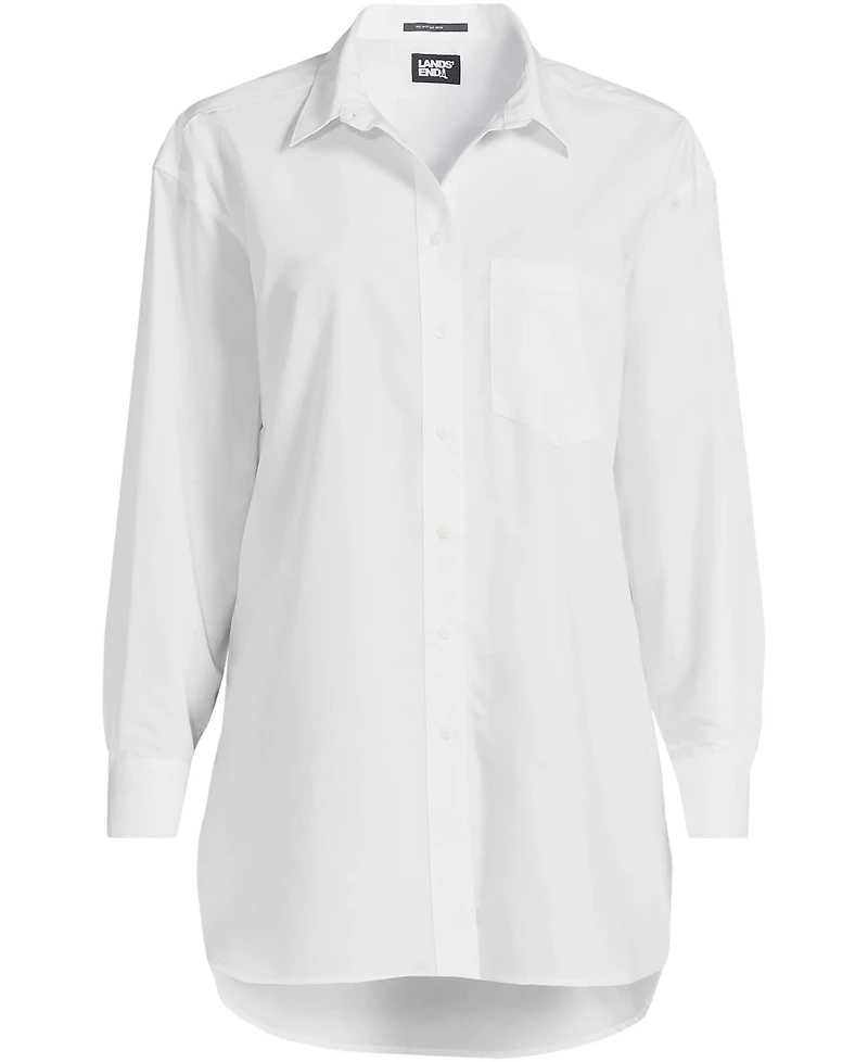 Lands' End Women's No Iron Poplin Extra Long Tunic