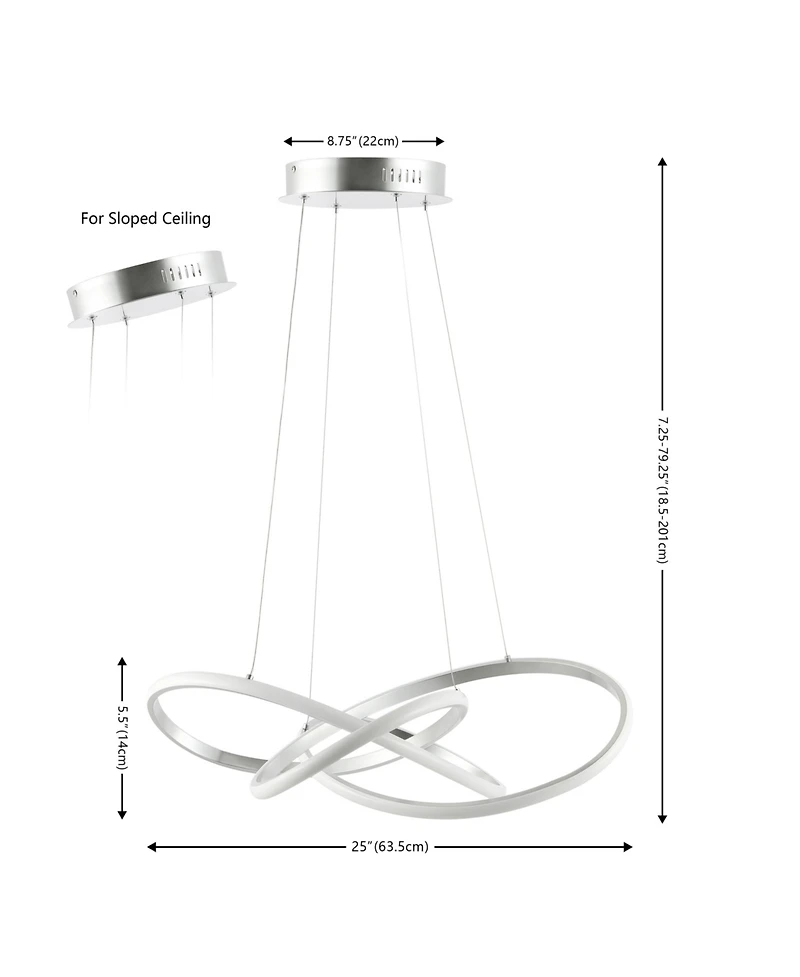 Jonathan Y Alexia 25" Abstract Integrated Led Metal Adjustable Pendant