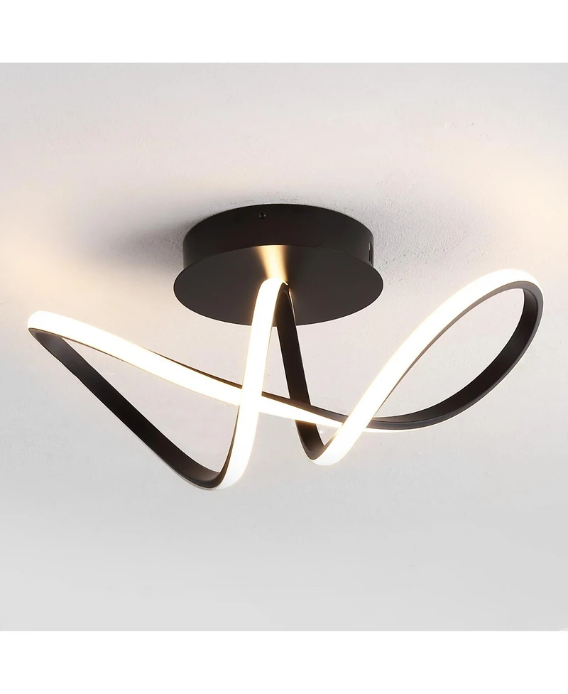 Jonathan Y Chantelle 19.5" 1-Light Modern Minimalist Aluminum Loop Integrated Led Semi Flush Mount