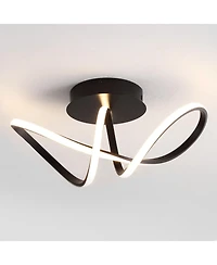 Jonathan Y Chantelle 19.5" 1-Light Modern Minimalist Aluminum Loop Integrated Led Semi Flush Mount