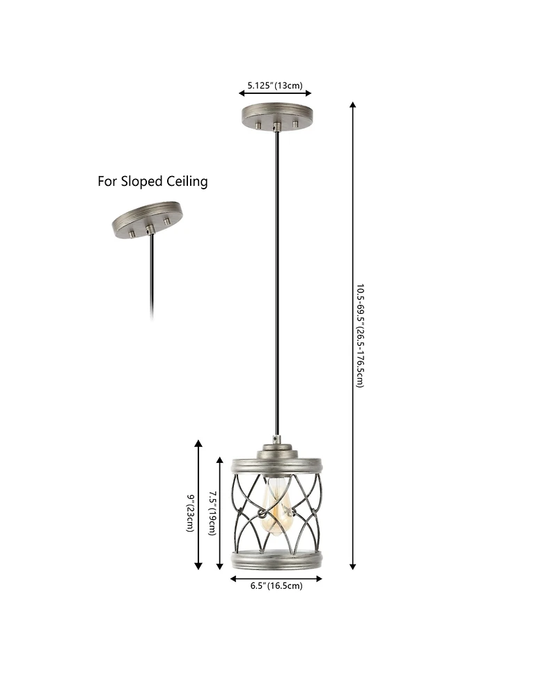 Jonathan Y Marelle 6.5" 1-Light Farmhouse Industrial Iron Filigree Caged Jar Led Pendant