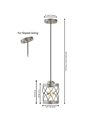 Jonathan Y Marelle 6.5" 1-Light Farmhouse Industrial Iron Filigree Caged Jar Led Pendant