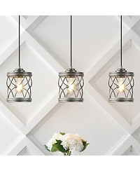 Jonathan Y Marelle 6.5" 1-Light Farmhouse Industrial Iron Filigree Caged Jar Led Pendant