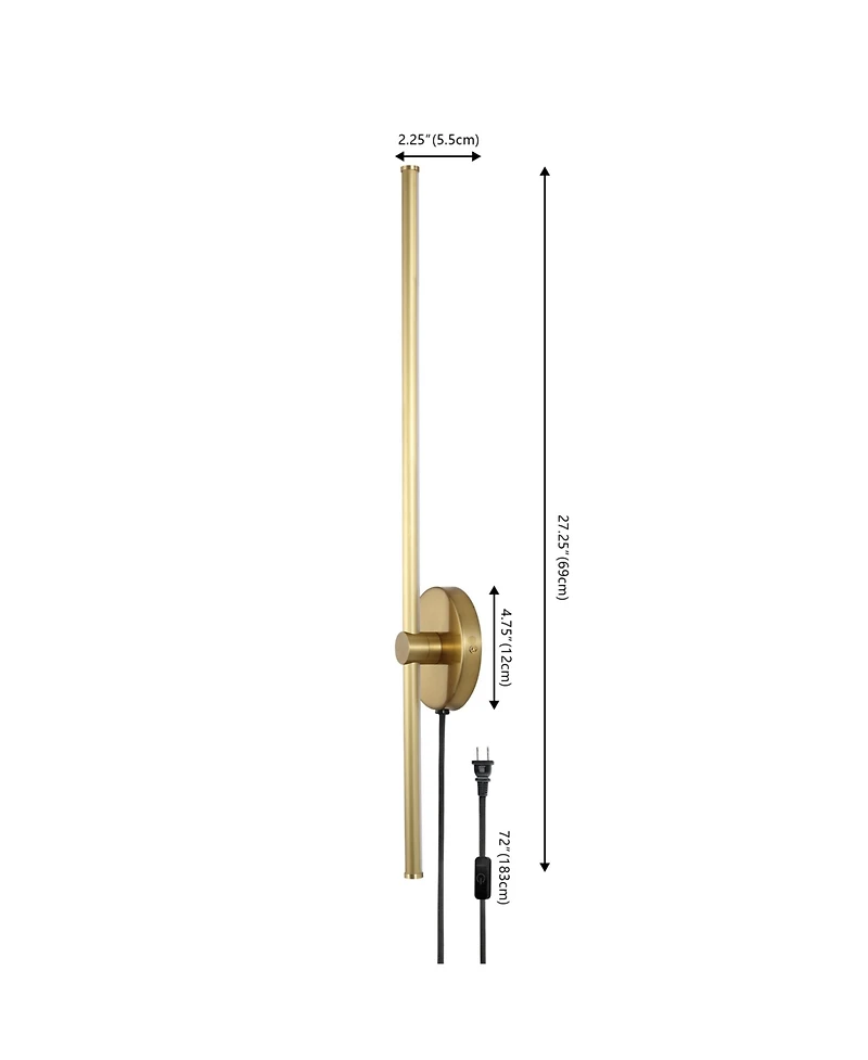 Jonathan Y Anton 27.25" 1-Light Modern Minimalist Iron Adjustable Bar Integrated Led Plug-In Sconce