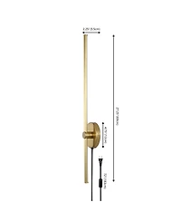Jonathan Y Anton 27.25" 1-Light Modern Minimalist Iron Adjustable Bar Integrated Led Plug-In Sconce
