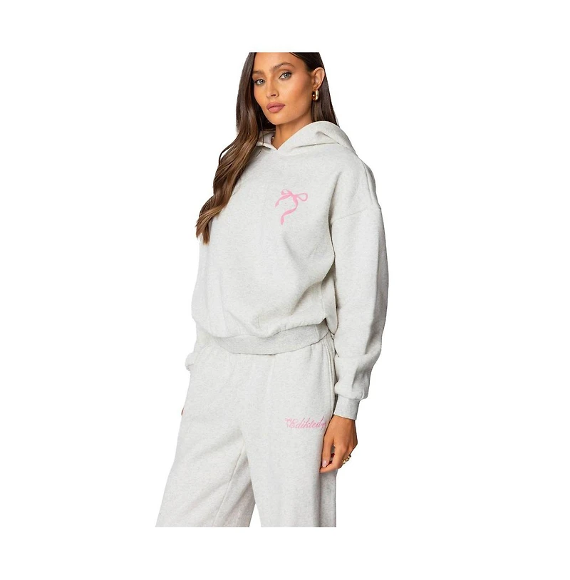 Edikted Womens Sasha Bow Detail Hoodie