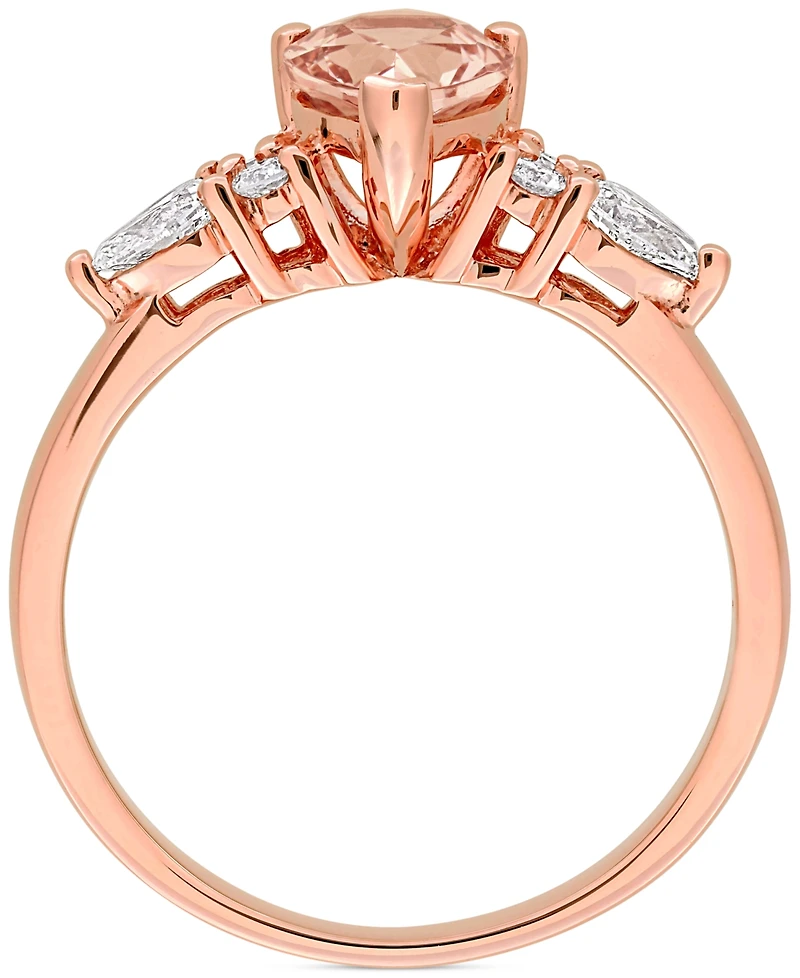 Morganite (1 ct. t.w.) & Diamond (3/8 Pear Ring 14k Rose Gold