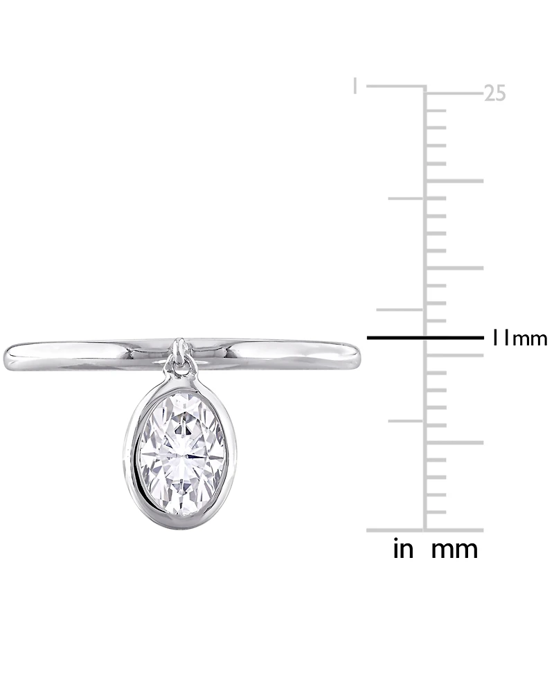 Moissanite Bezel Oval Dangle Ring (1 ct. t.w.) Sterling Silver