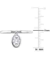 Moissanite Bezel Oval Dangle Ring (1 ct. t.w.) Sterling Silver