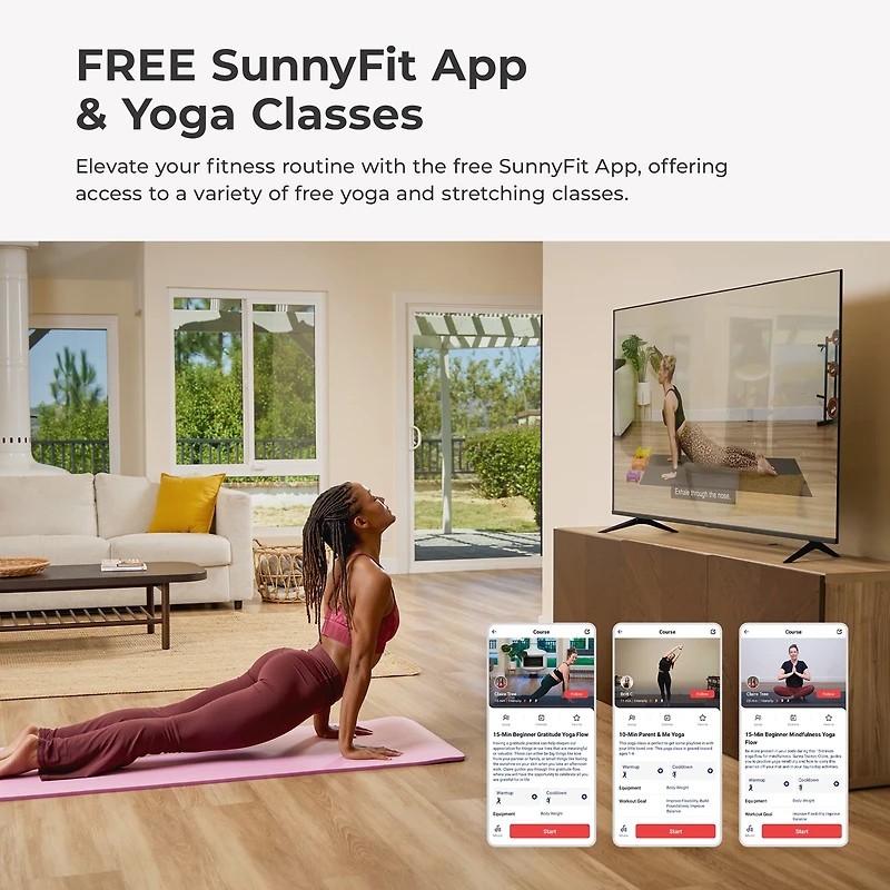 Sunny Health & Fitness Premium 1/2-Inch Extra Thick Exercise Yoga Mat Non-Slip - Pink - 74 x 24 Inches