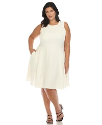 White Mark Plus Tweed Fit and Flare Dress