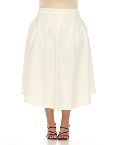 White Mark Plus Flared Tweed Skirt