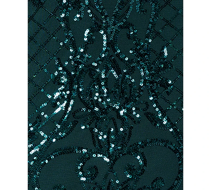 Betsy & Adam Plus Size Sequined Long-Sleeve Sheath Gown