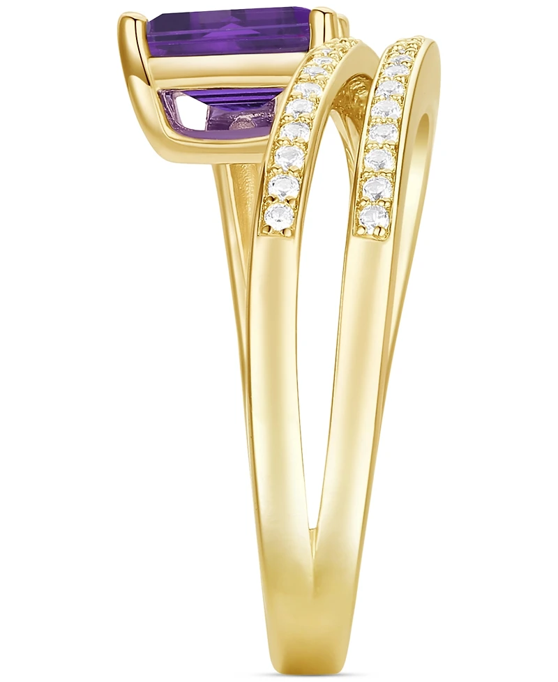 Amethyst (7/8 ct. t.w.) & Lab Grown White Sapphire Accent Coil Ring 14k Gold-Plated Sterling Silver (Also Additional Gemstones)