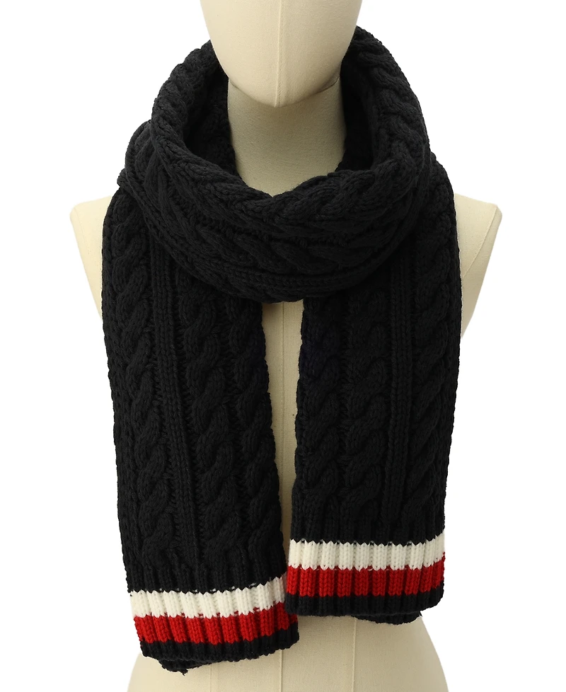 Tommy Hilfiger Men's Cable Knit Global Stripe Scarf