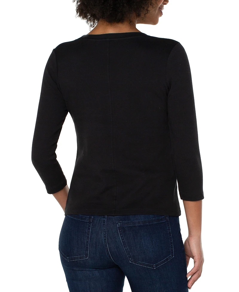 Liverpool Los Angeles Women's Scoop-Neck Cotton 3/4-Sleeve T-Shirt