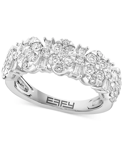 Effy Diamond Round & Baguette Cluster Ring (1-1/6 ct. t.w.) in 14k White Gold