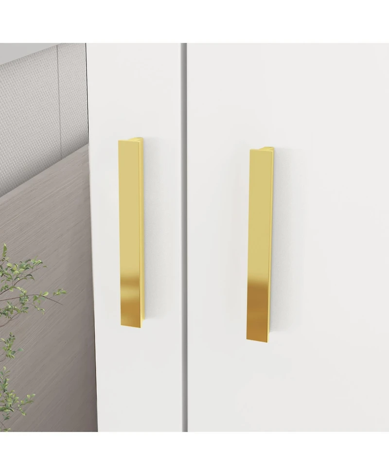 Famapy White 2-Door Armoires with Mirror,2-Drawers and Storage Shelves