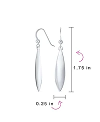 Bling Jewelry Simple Lightweight Geometric Rhombus Leaf Dangle Earrings Sterling Silver Jewelry