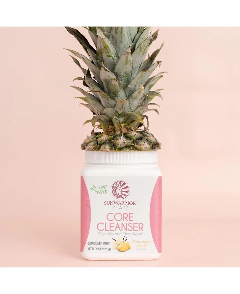 Shape Core Cleanser, Plant-Based Prebiotic Fiber Blend Powder, Digestive & Bloat Relief, Pineapple Vanilla, Sunwarrior, 270g